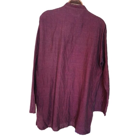 Mens Sz 40/Medium Relaxed Fit Boho Embroidered Linen Blend India Kurta Tunic Top - Picture 7 of 11